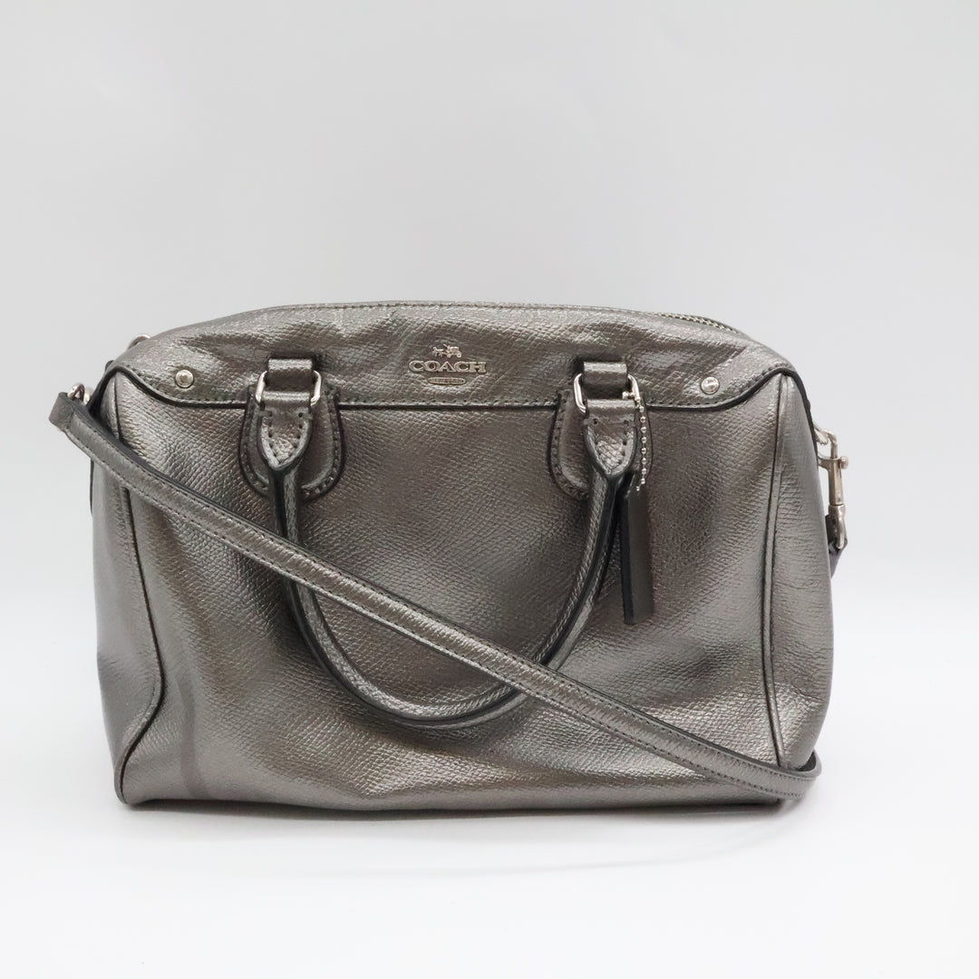 Coach Mini Bennett Metallic Grey Satchel Handbag