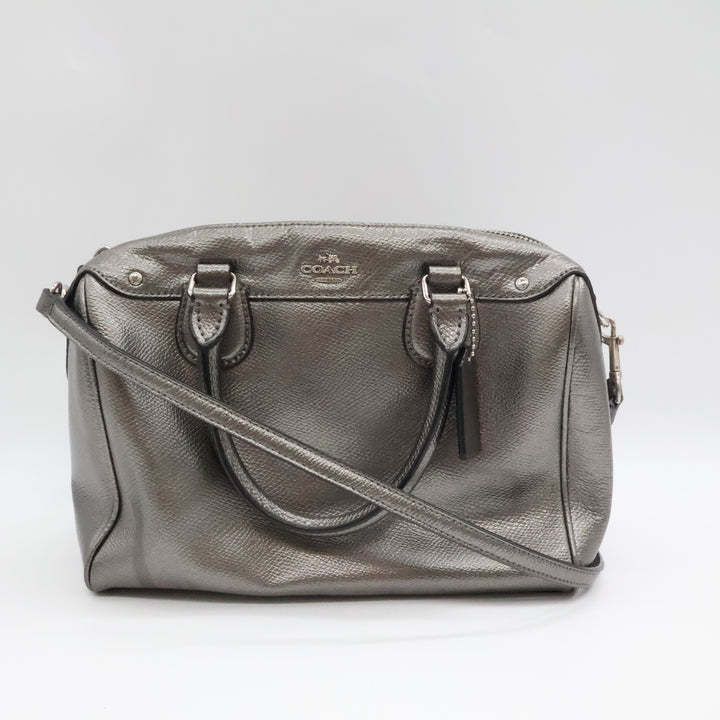 Coach Mini Bennett Metallic Grey Satchel Handbag