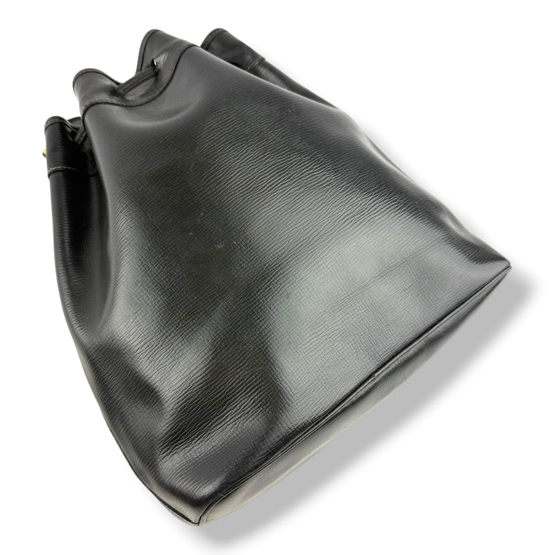 Celine Black Leather Drawstring Bucket Handbag