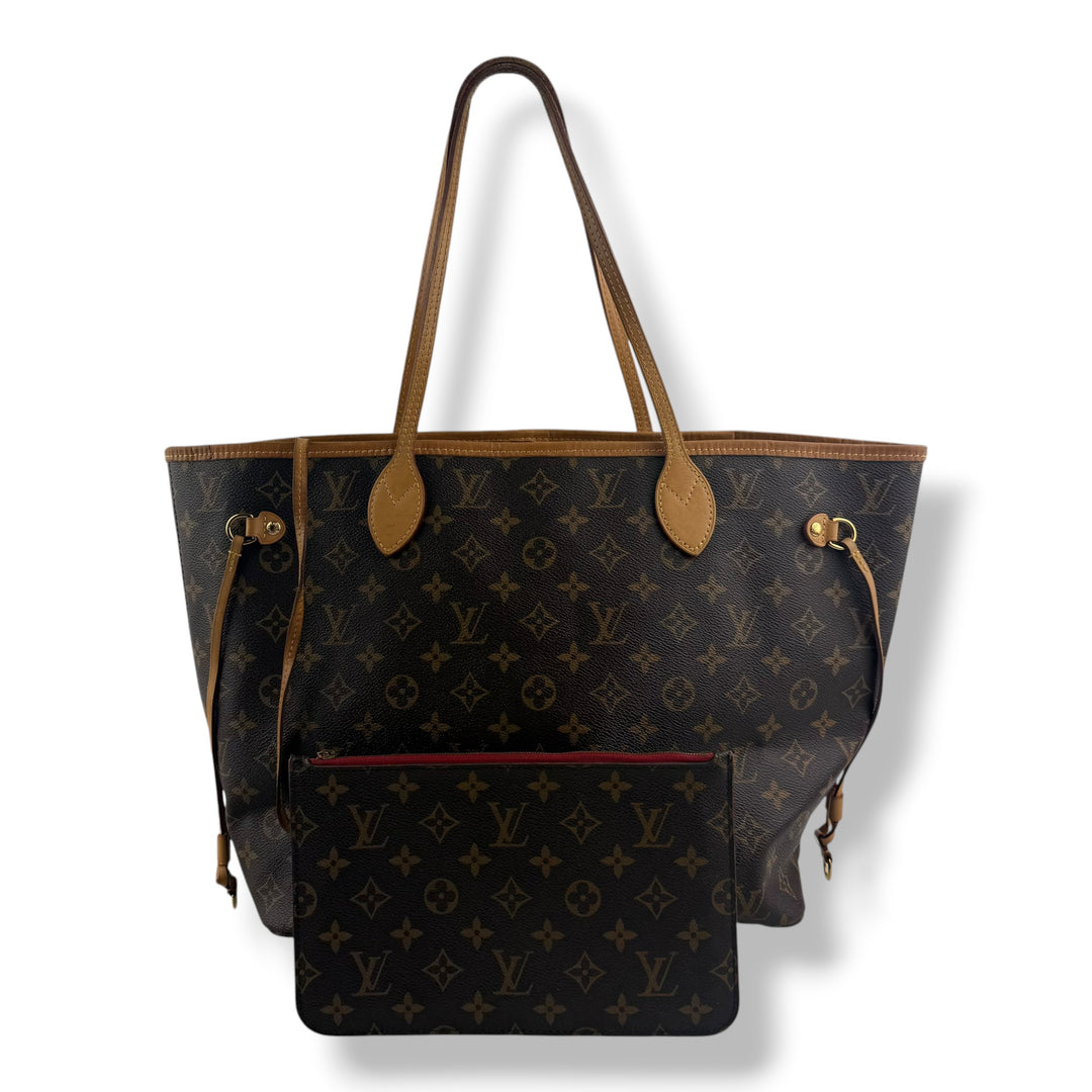 Louis Vuitton Brown Monogram Neverfull MM Handbag W/Pouch