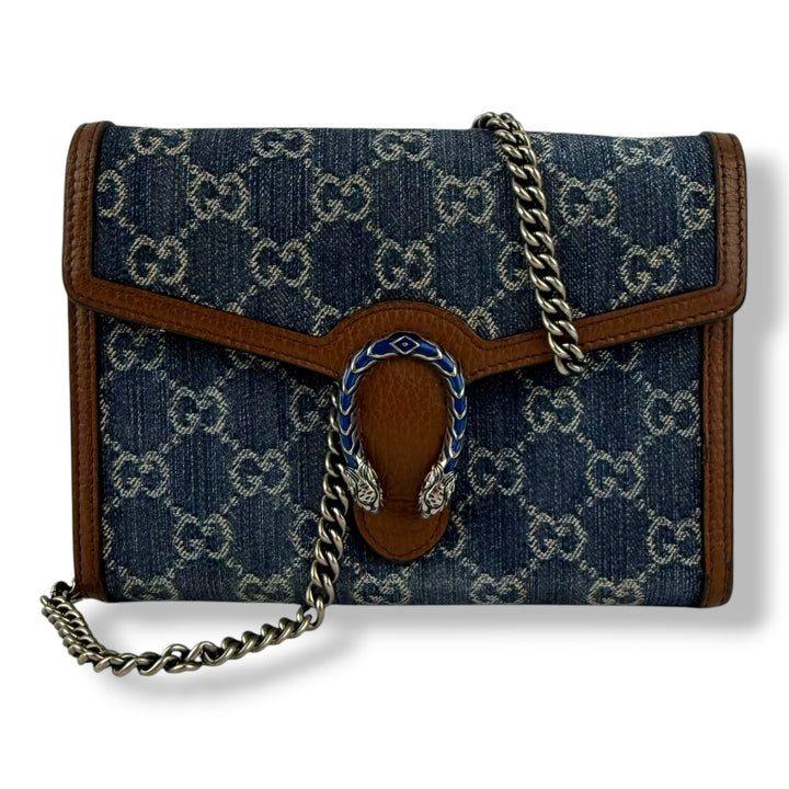 Gucci GG Denim Dionysus Wallet On Chain Handbag