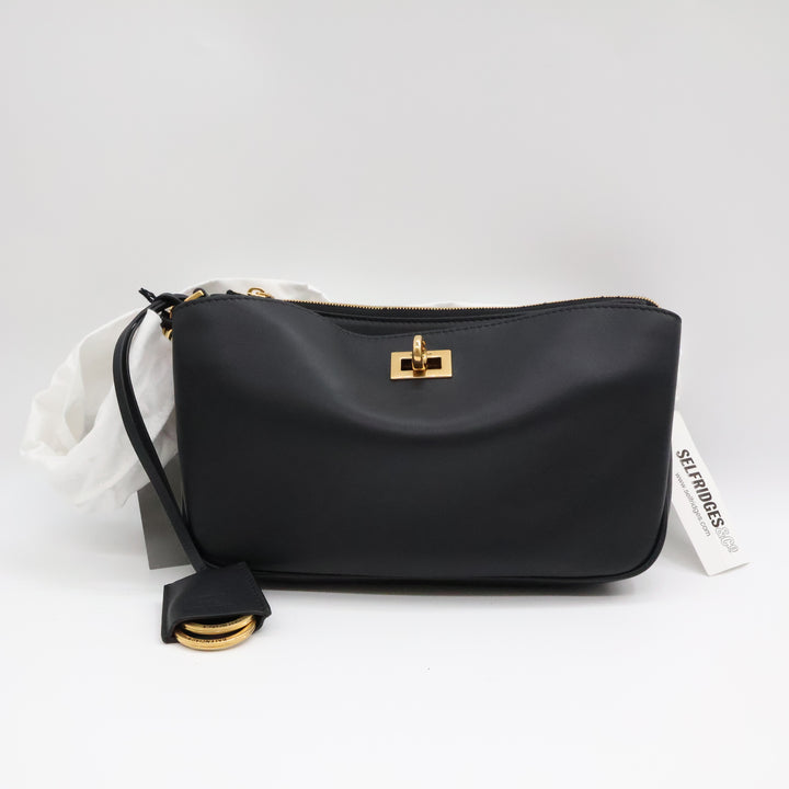 Balenciaga Black Leather Rodeo Sling Handbag