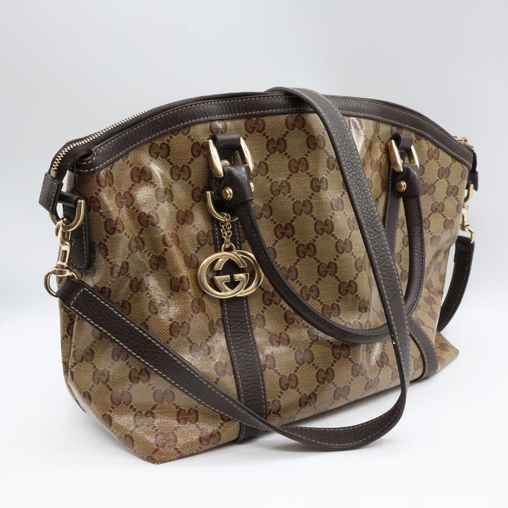 Gucci GG Bandouliere Supreme Crystal Beige Tote Handbag