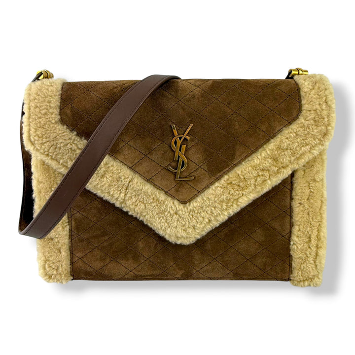 YSL Saint Laurent Gaby Brown Suede Shoulder Bag