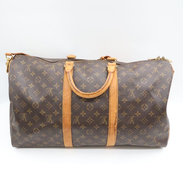 Louis Vuitton Bandouliere Vintage Brown Monogram 50 Keepall Duffle Bag