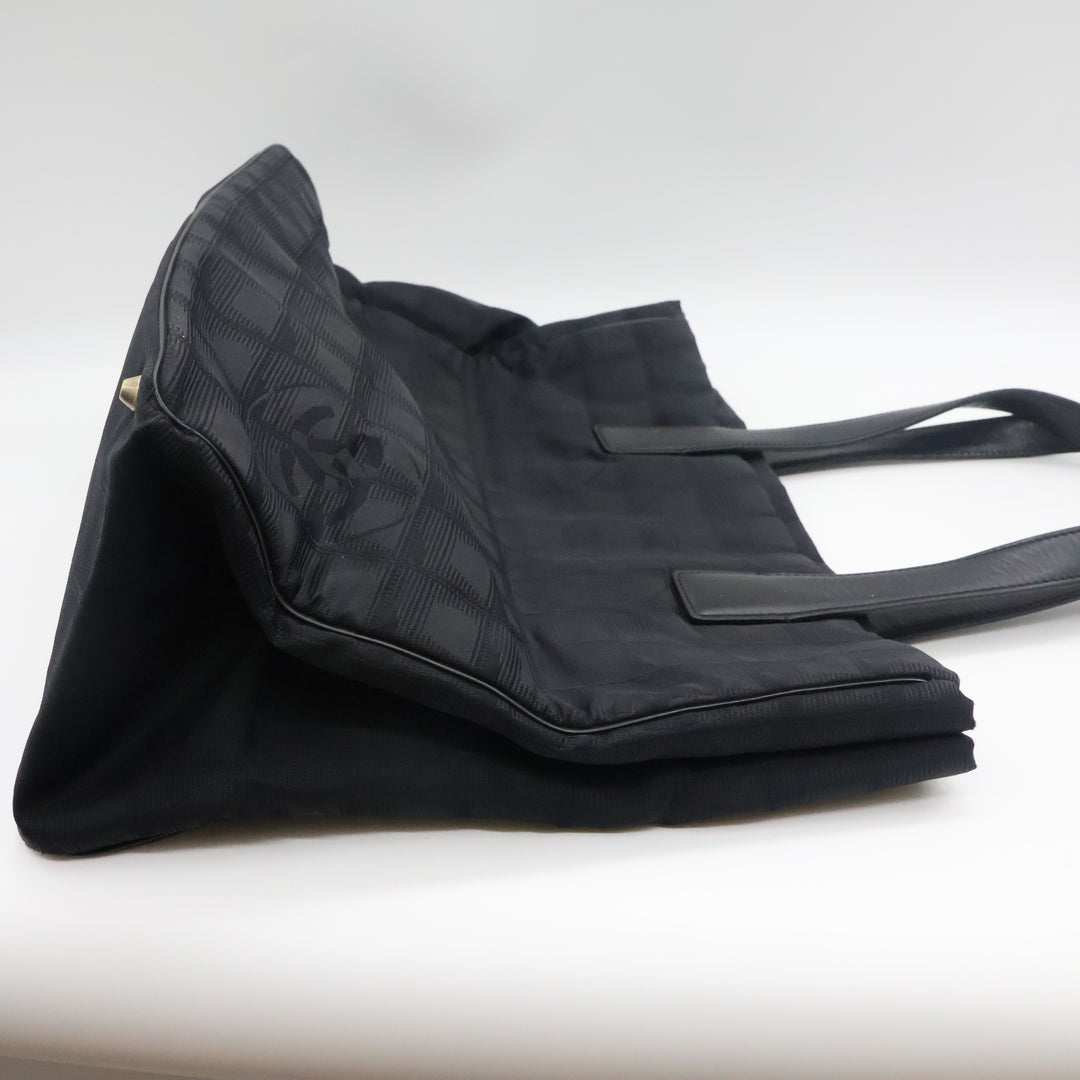 Chanel Black Travel Line Canvas Tote Handbag
