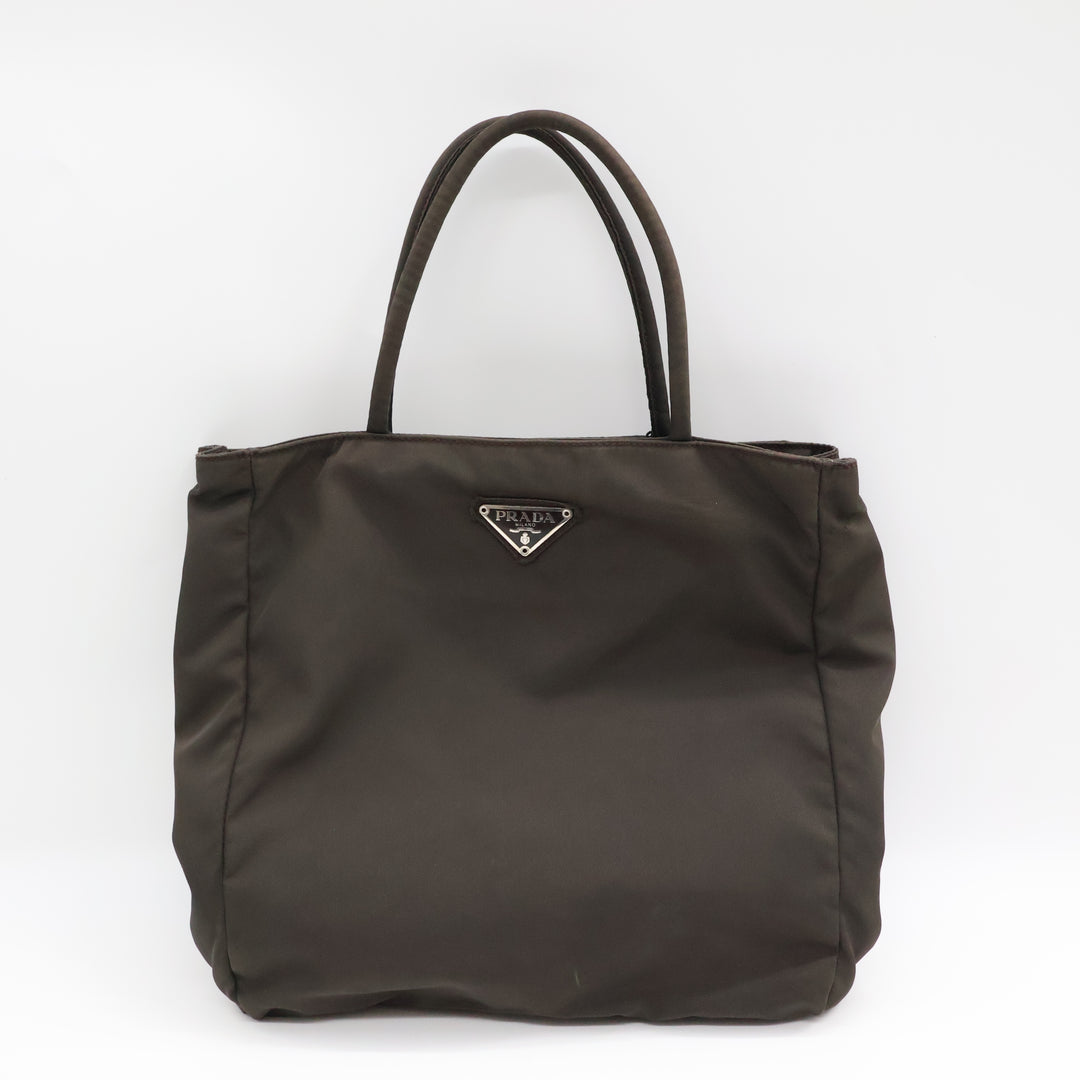 Prada Tessuto Dark Grey Nylon Top Handle Tote Handbag