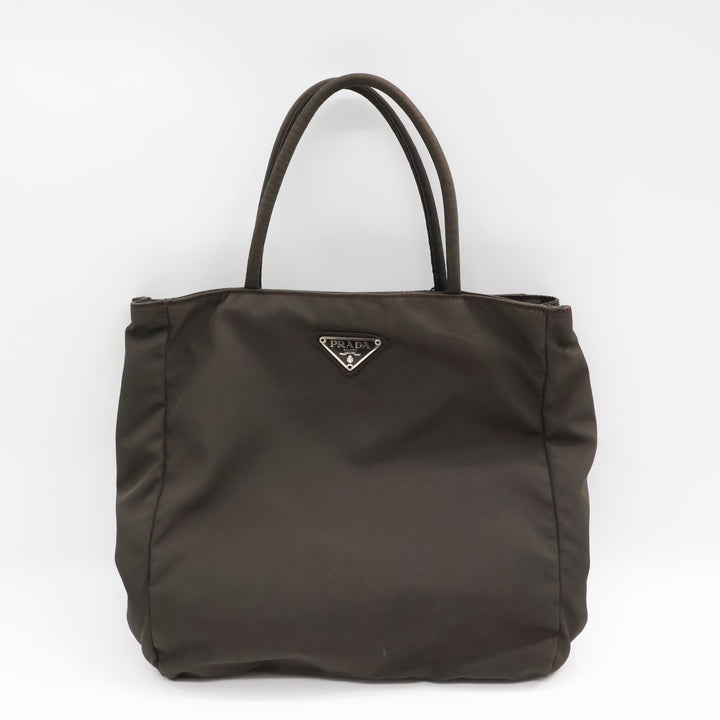 Prada Tessuto Dark Grey Nylon Top Handle Tote Handbag