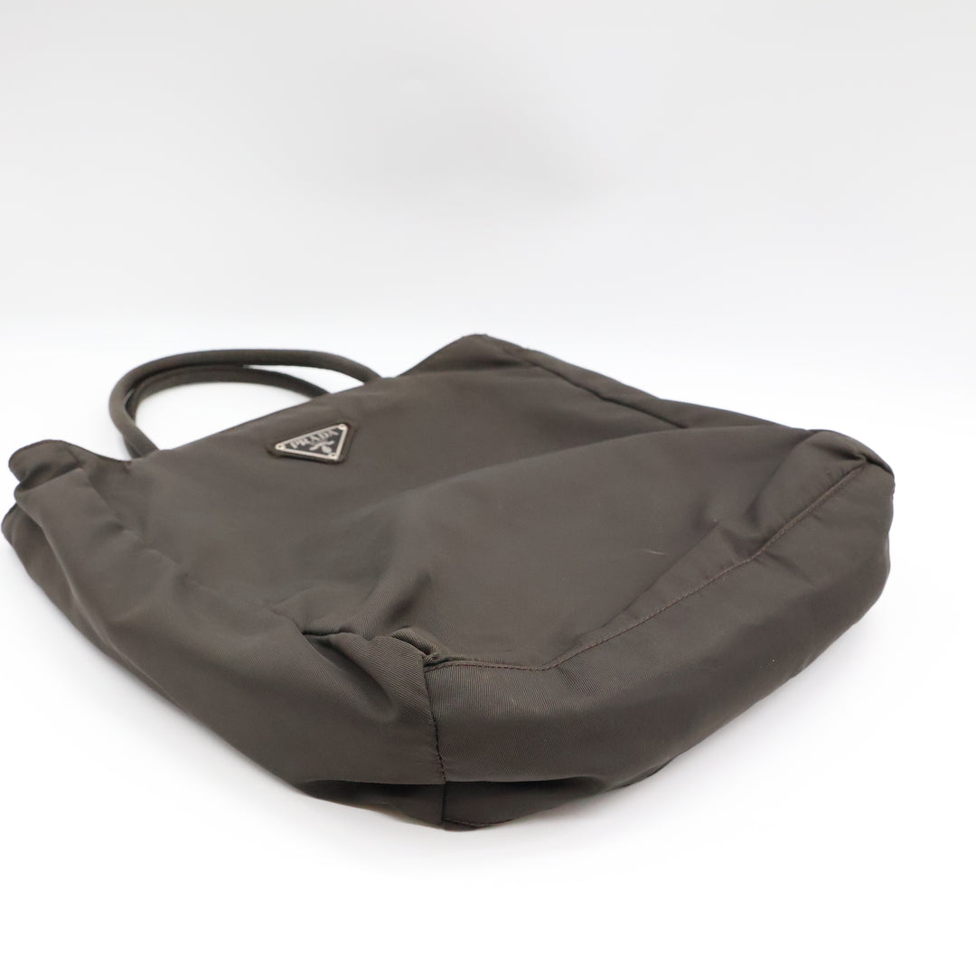 Prada Tessuto Dark Grey Nylon Top Handle Tote Handbag