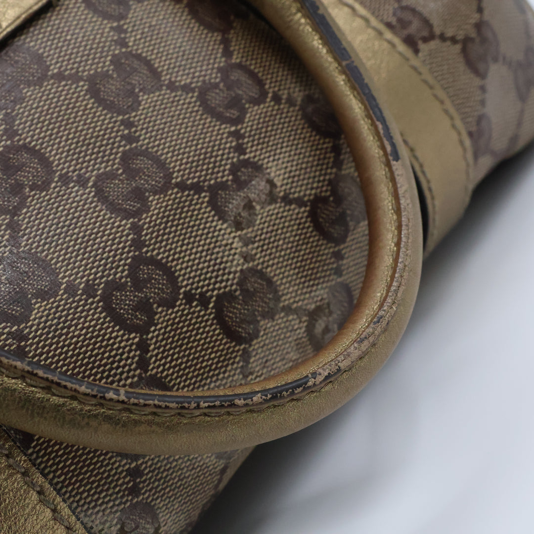 Gucci GG Gold/Beige Boston Canvas Bag