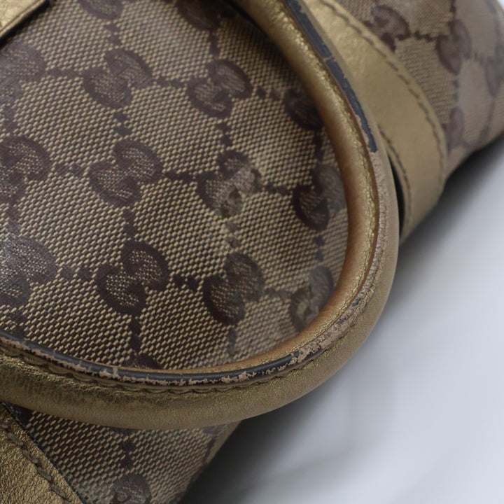 Gucci GG Gold/Beige Boston Canvas Bag