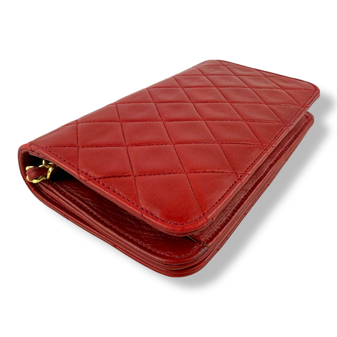 Chanel CC Mini Red Push Lock Single Flap Lambskin Shoulder Handbag