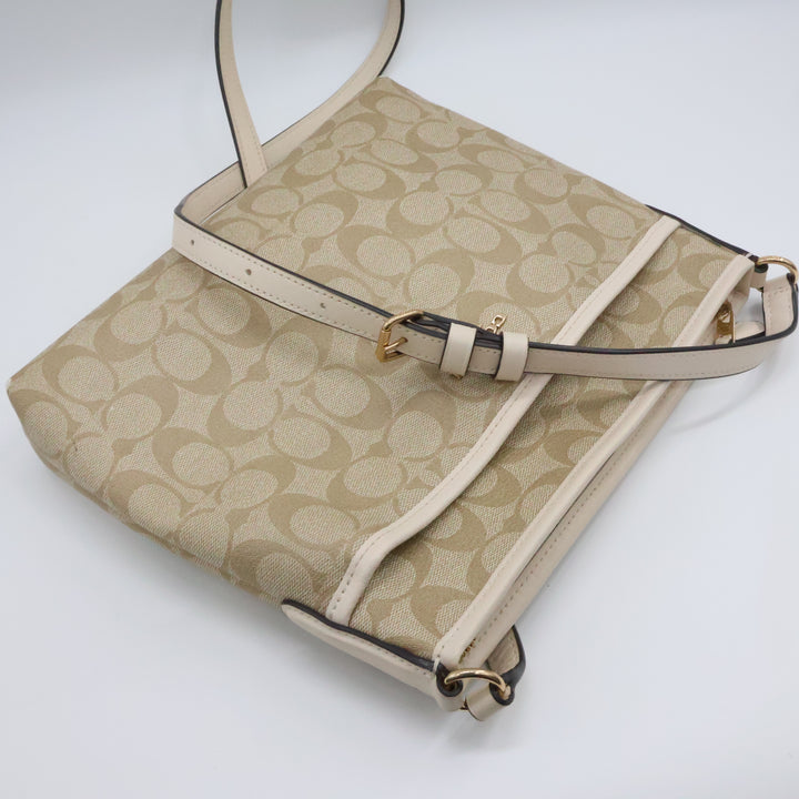 Coach Beige Signature Messenger Handbag
