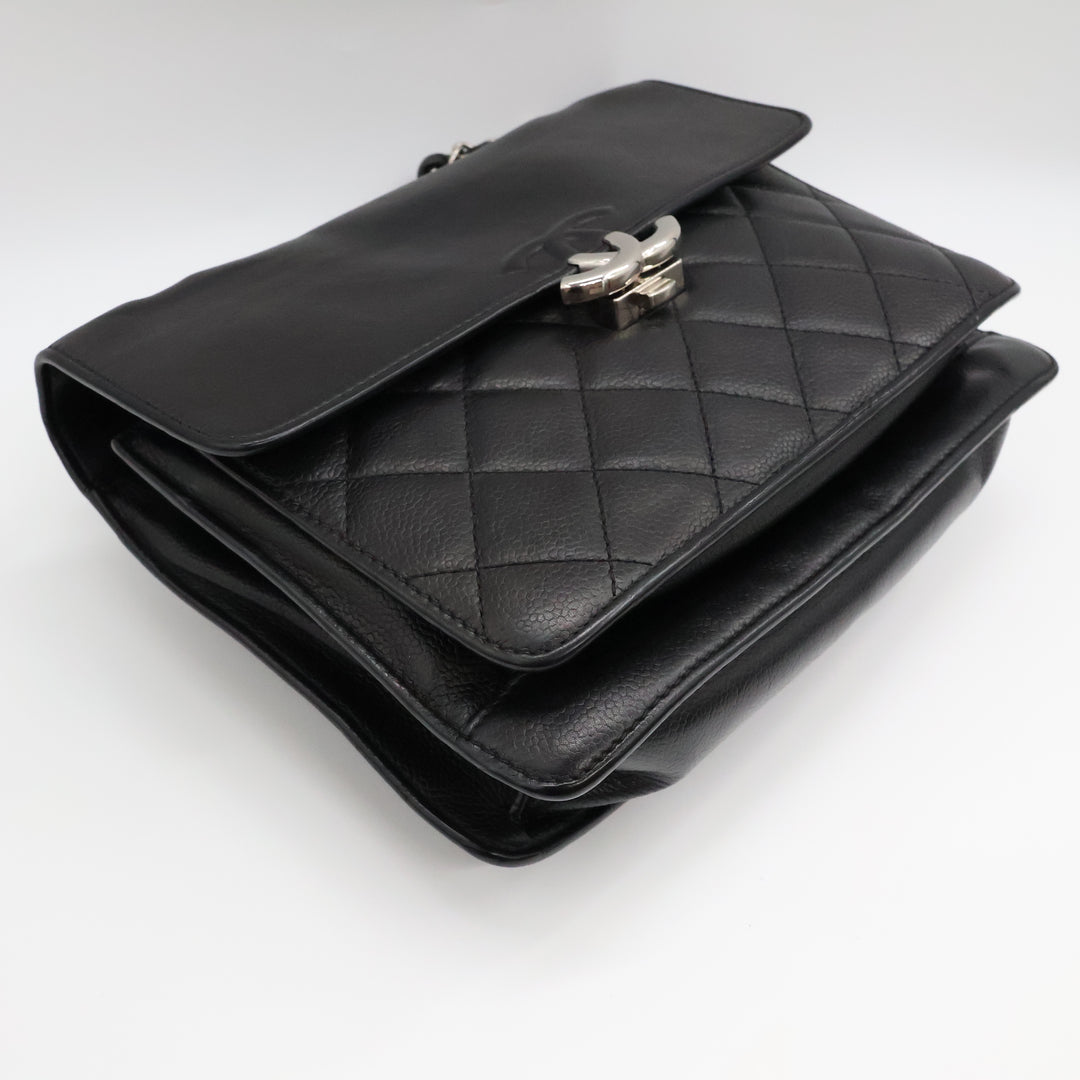 Chanel CC Black Caviar Box Flap Handbag