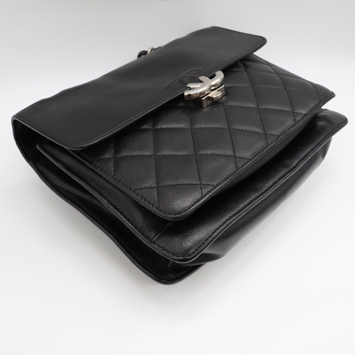 Chanel CC Black Caviar Box Flap Handbag