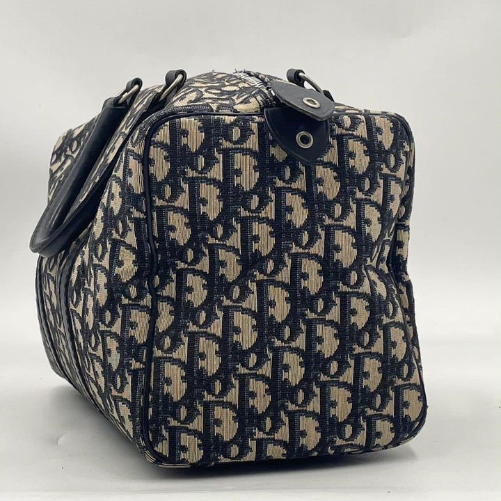 Christian Dior Boston 30 Monogram Oblique Beige/Navy Handbag