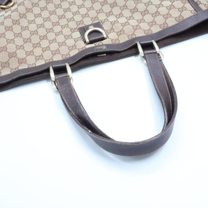 Gucci Abbey GG Beige/Brown Canvas Tote Handbag