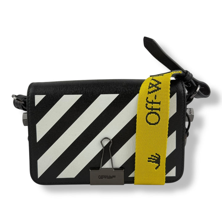 Off-White Mini Binder Black Clip Flap Crossbody Bag