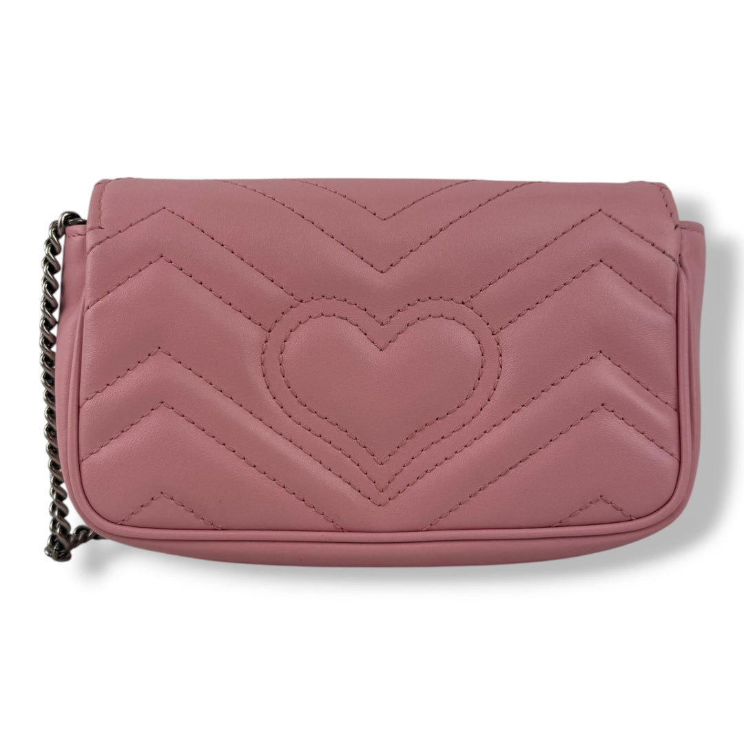 Gucci GG Marmont Pink Leather Super Mini Handbag
