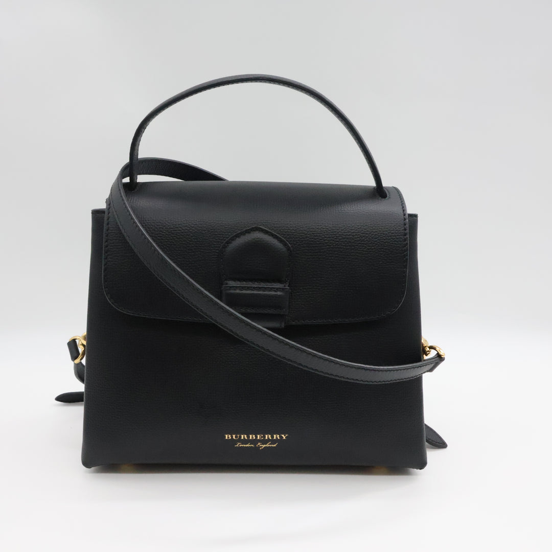 Burberry Black Grained Leather Camberley Top Handle Handbag
