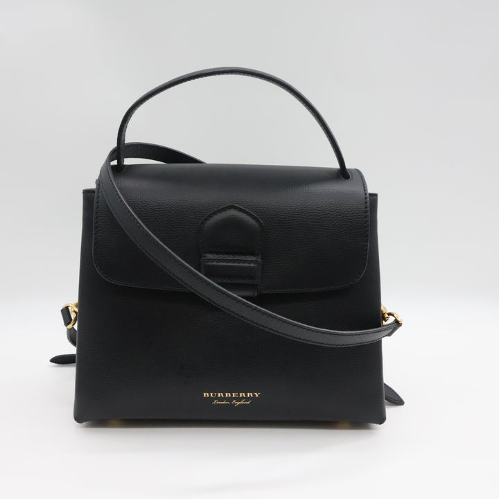 Burberry Black Grained Leather Camberley Top Handle Handbag