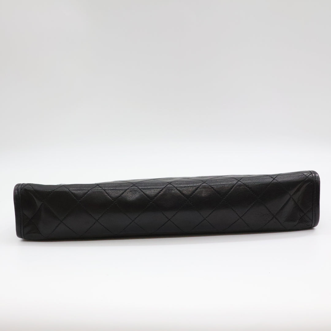 Chanel CC Black Quilted Lambskin Vintage Clutch Bag