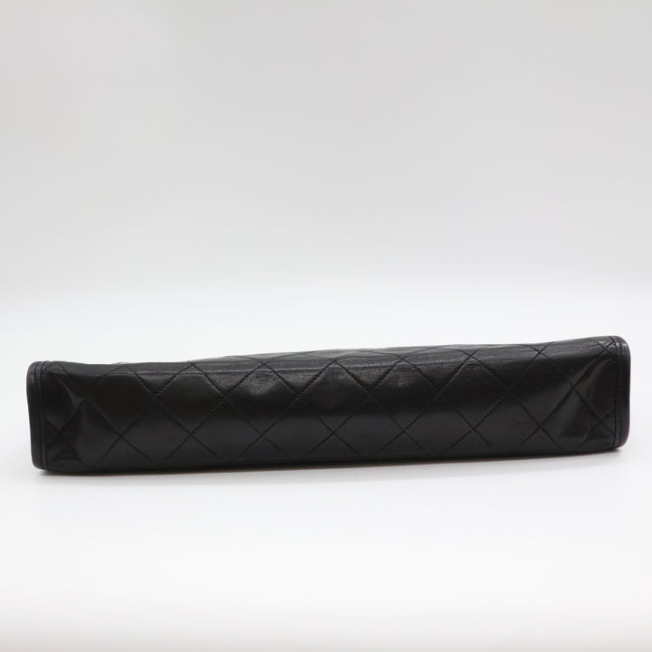 Chanel CC Black Quilted Lambskin Vintage Clutch Bag