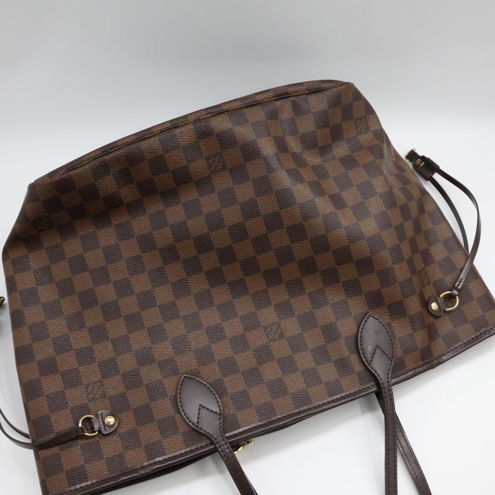 Louis Vuitton Brown Damier Neverfull MM Handbag W/ Clutch Pouch