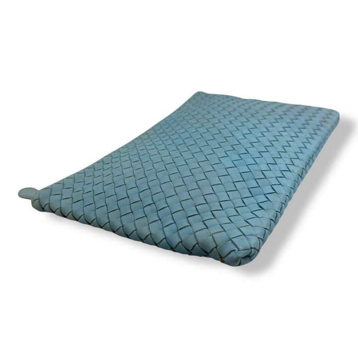 Bottega Veneta Calfskin Blue Leather Clutch Pouch