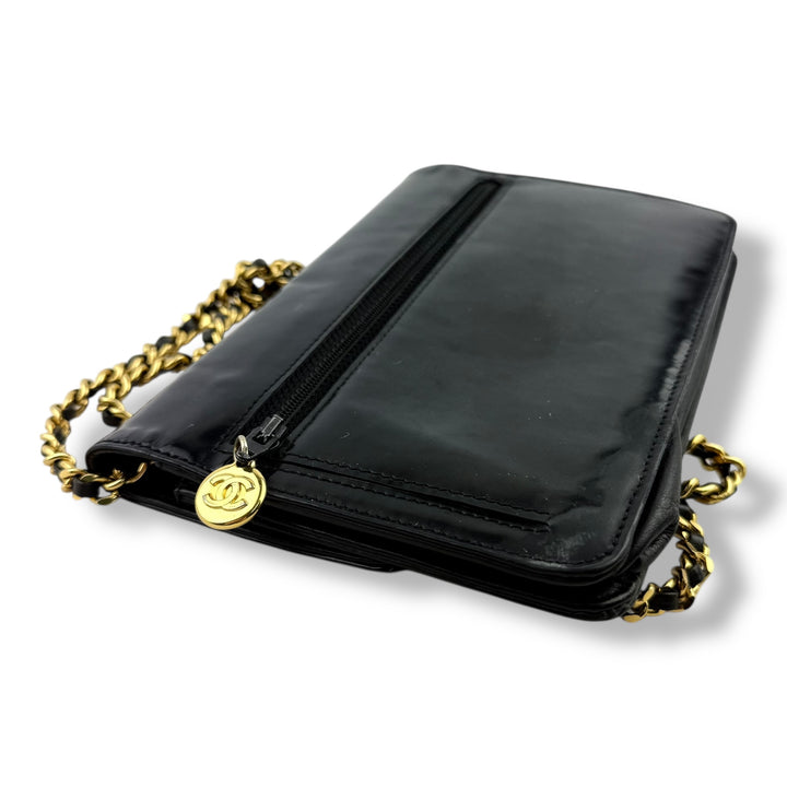 Chanel CC Wallet on Chain Black Patent Leather