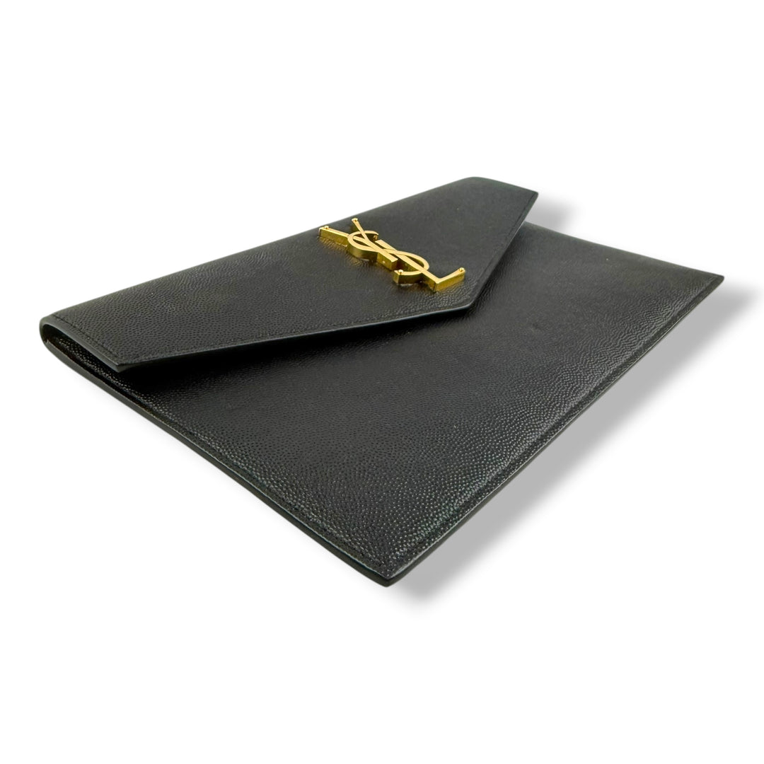 Saint Laurent YSL Uptown Black Leather Clutch Bag
