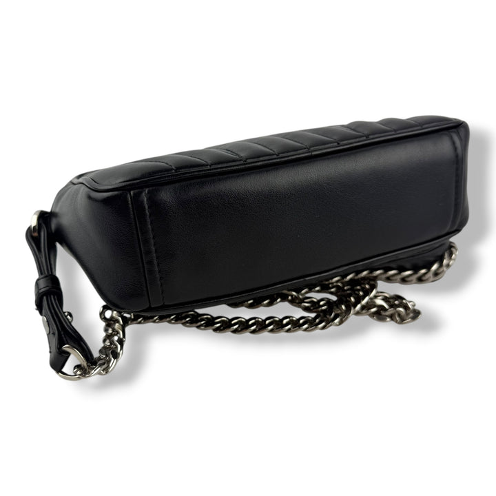 Prada Diagramme Black Calfskin Leather Camera Crossbody Handbag