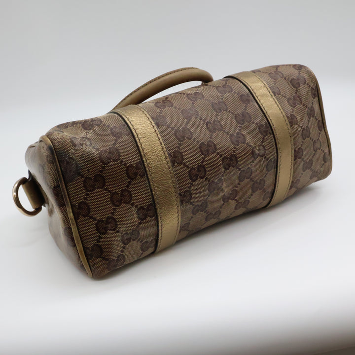 Gucci GG Gold/Beige Boston Canvas Bag
