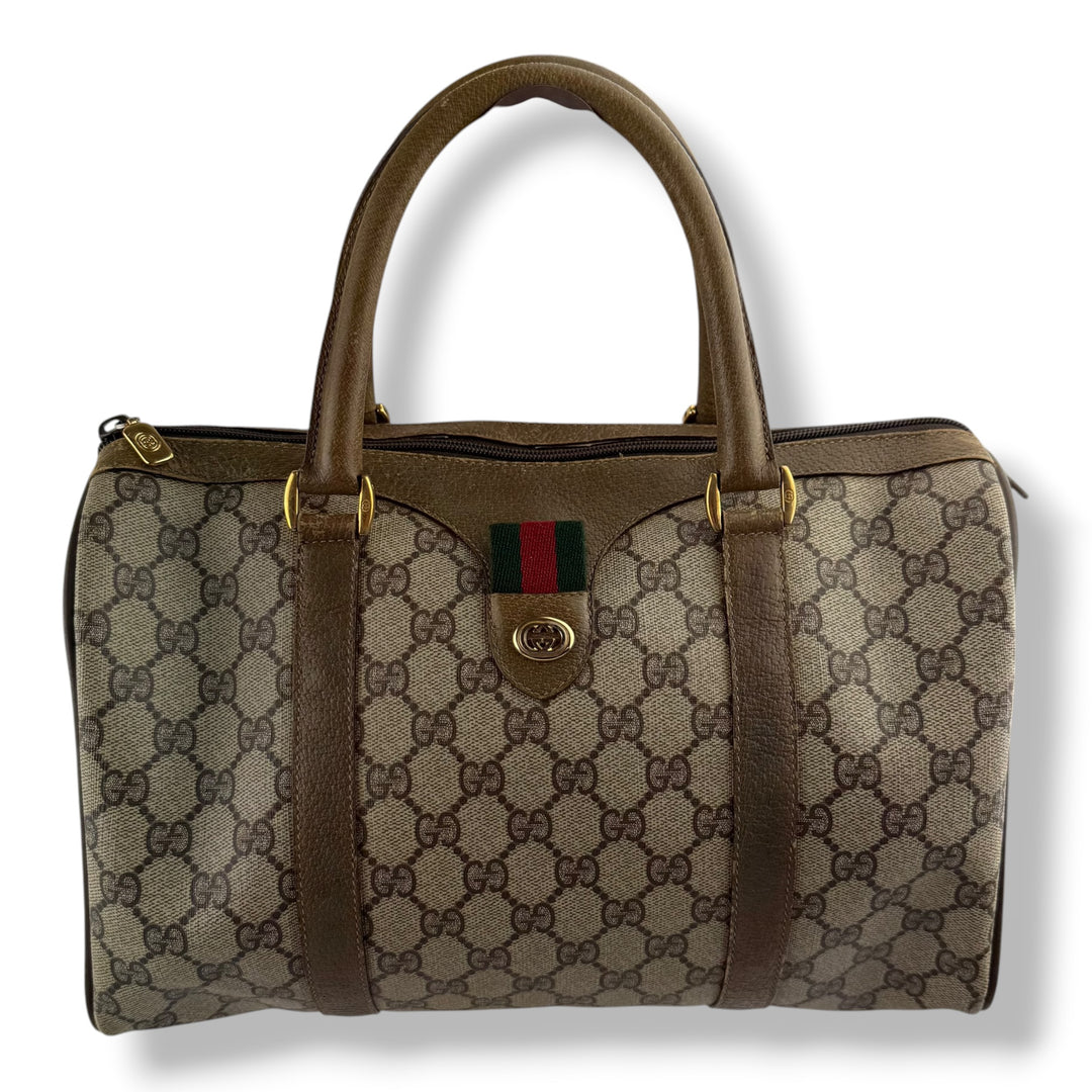 Gucci Beige GG Monogram Boston Canvas Bag