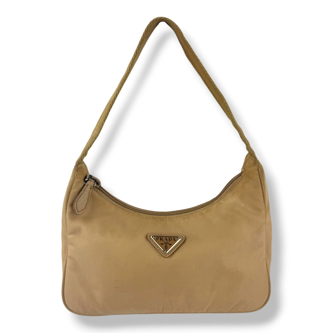 Prada Beige Nylon Re-Nylon Re-Edition 2005 Pochette Handbag