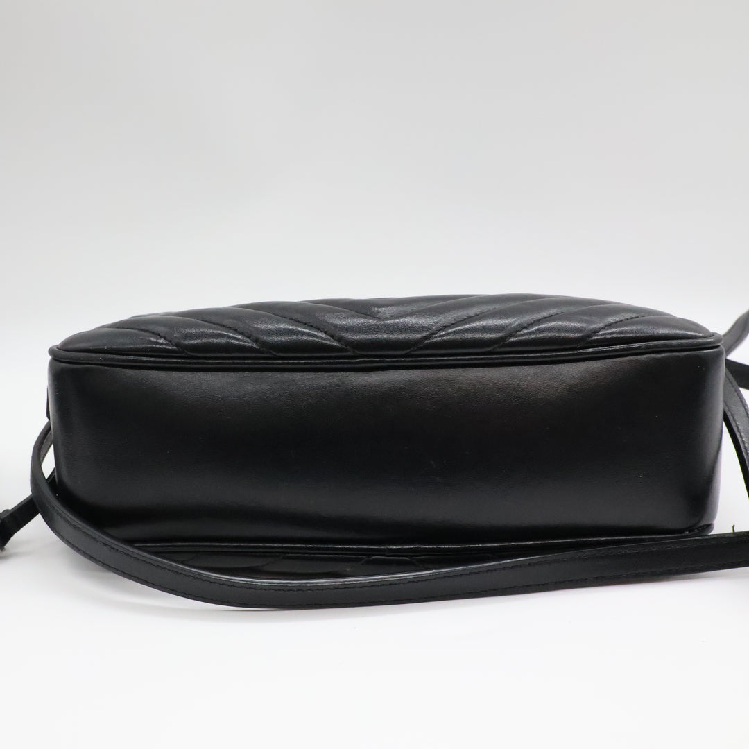 Saint Laurent Medium YSL Black Lou Black Quilted Leather Crossbody Handbag