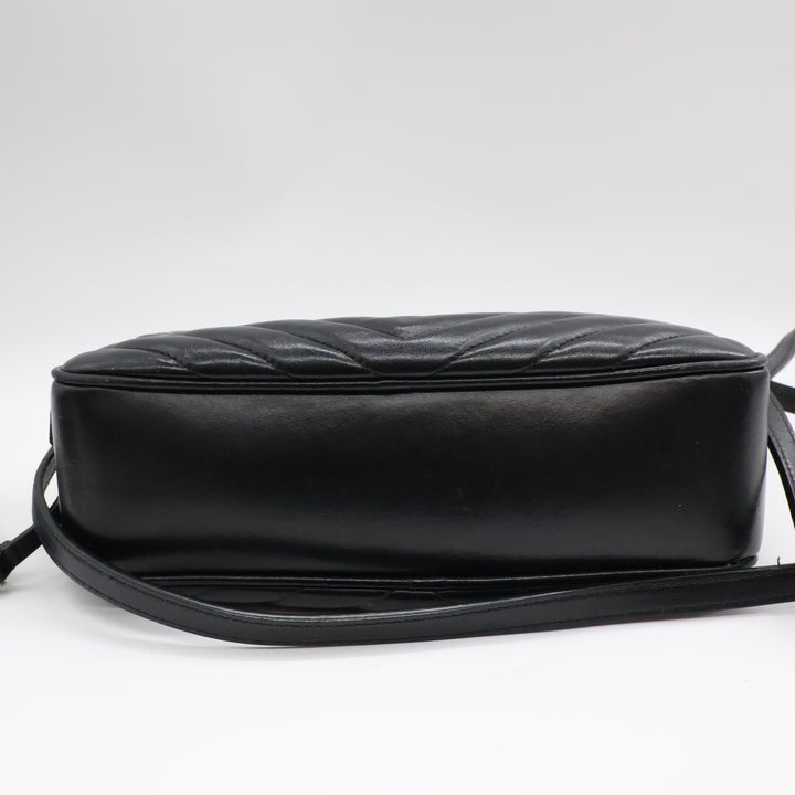 Saint Laurent Medium YSL Black Lou Black Quilted Leather Crossbody Handbag