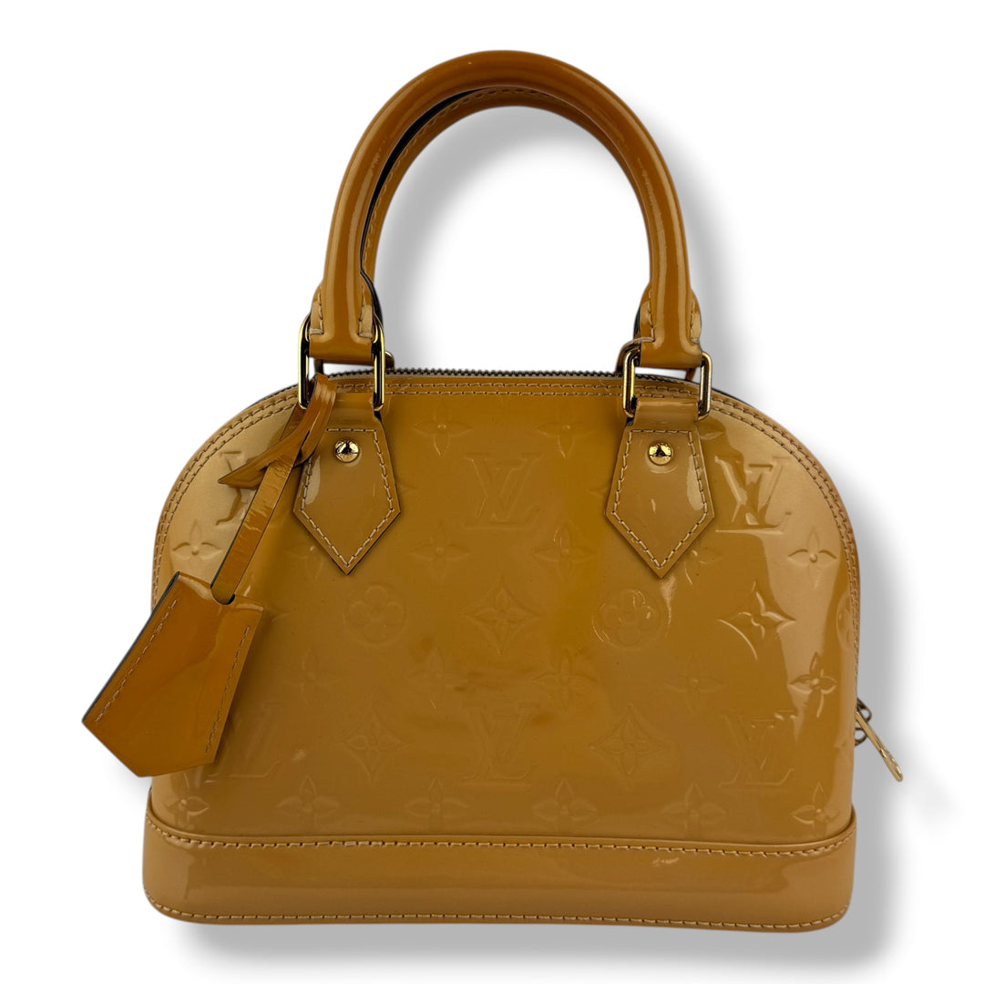 Louis Vuitton Alma BB Beige Vernis Patent Leather Monogram Handbag