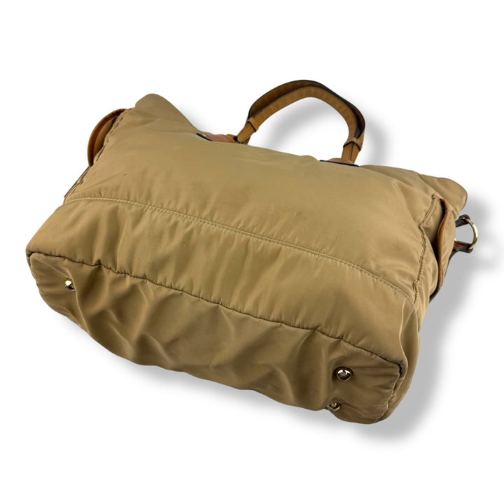 Chloe Beige Nylon Logo Diaper Handbag