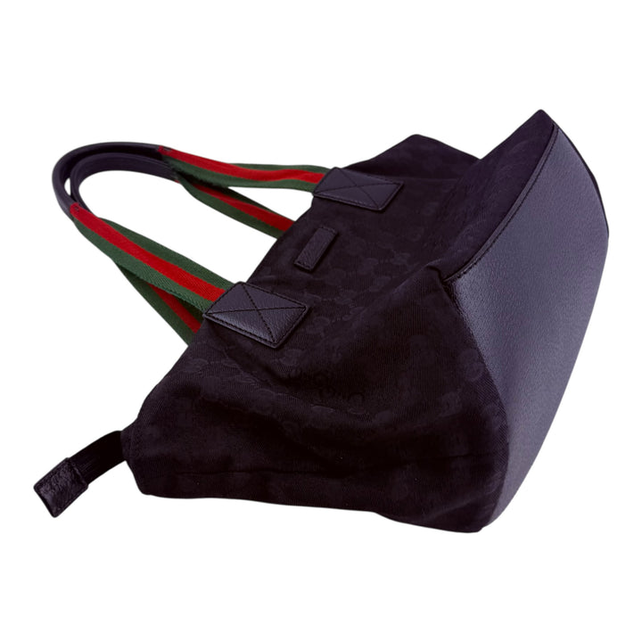Gucci Sherry Tote Black GG Monogram Handbag