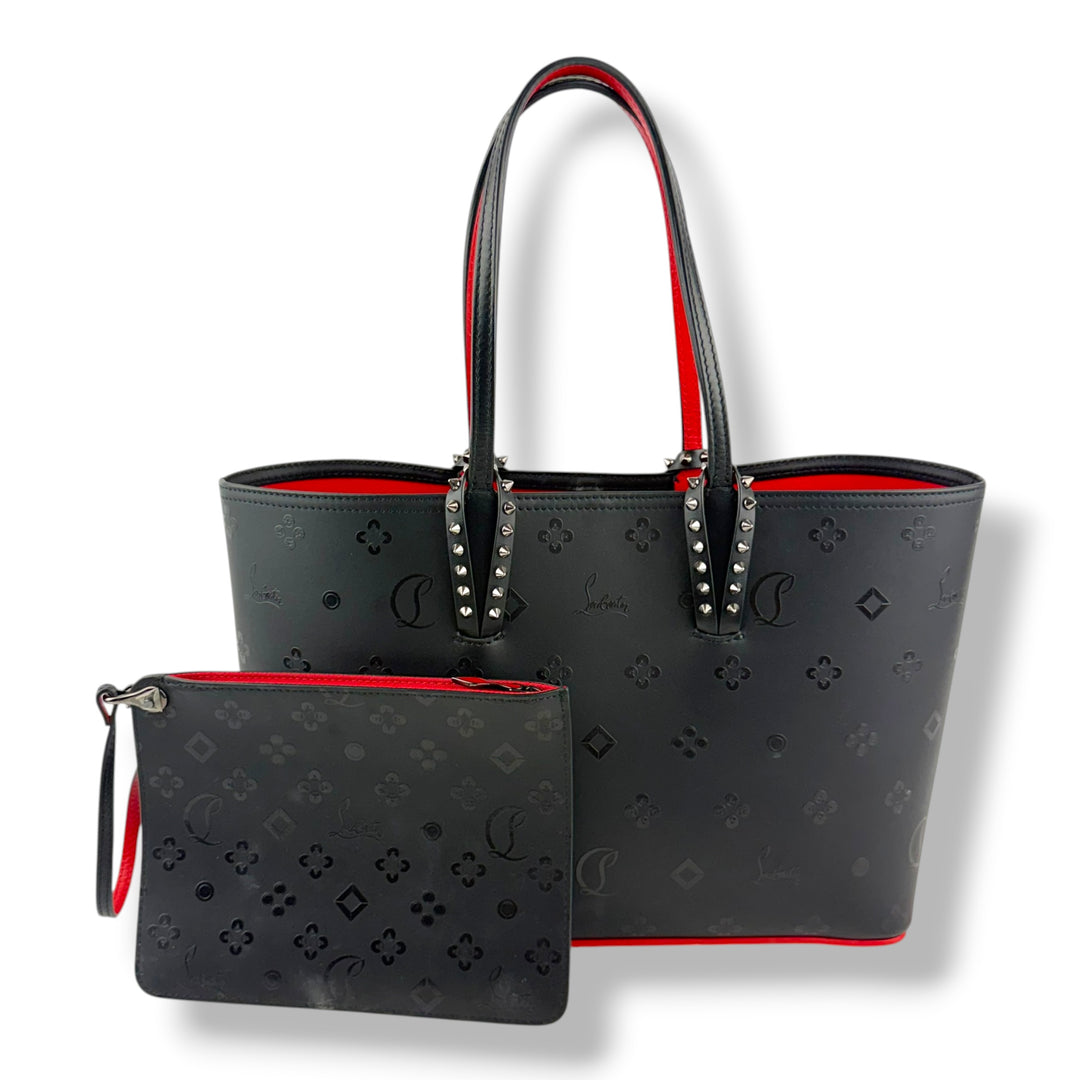Christian Louboutin Cabata Black Small Tote Handbag W/ Added Pouch