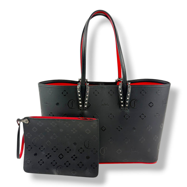 Christian Louboutin Cabata Black Small Tote Handbag W/ Added Pouch