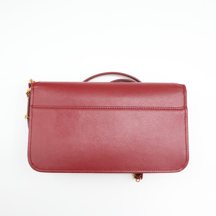 YSL Saint Laurent Red Smooth Leather Phone Holder Crossbody Pouch