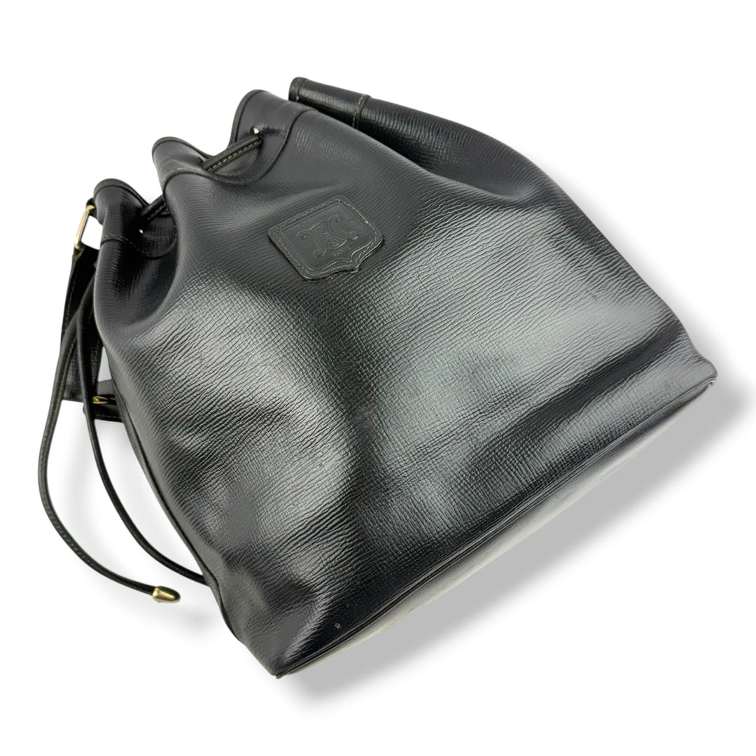 Celine Black Leather Drawstring Bucket Handbag