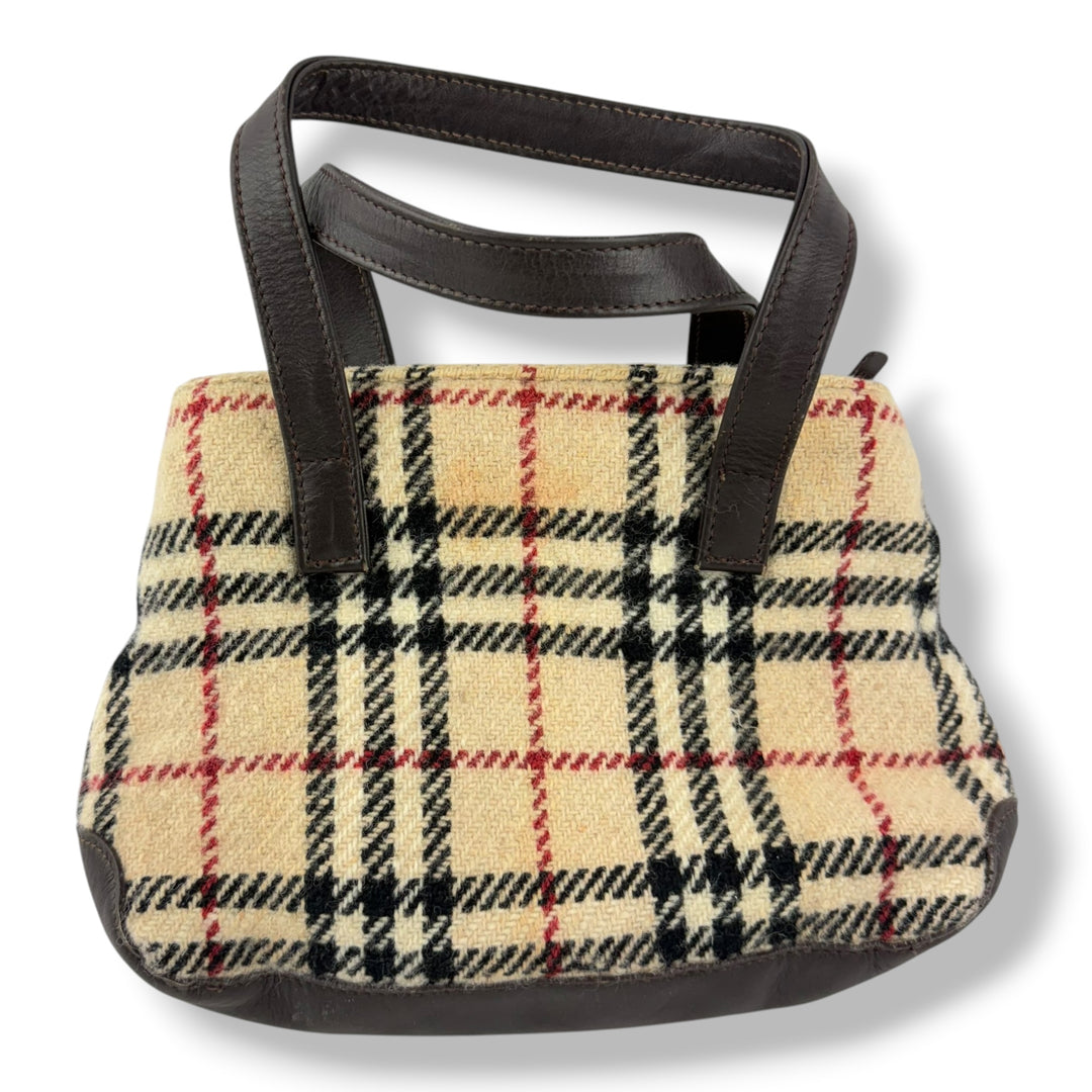 Burberry Tweed Check Tote Mini Vintage Handbag