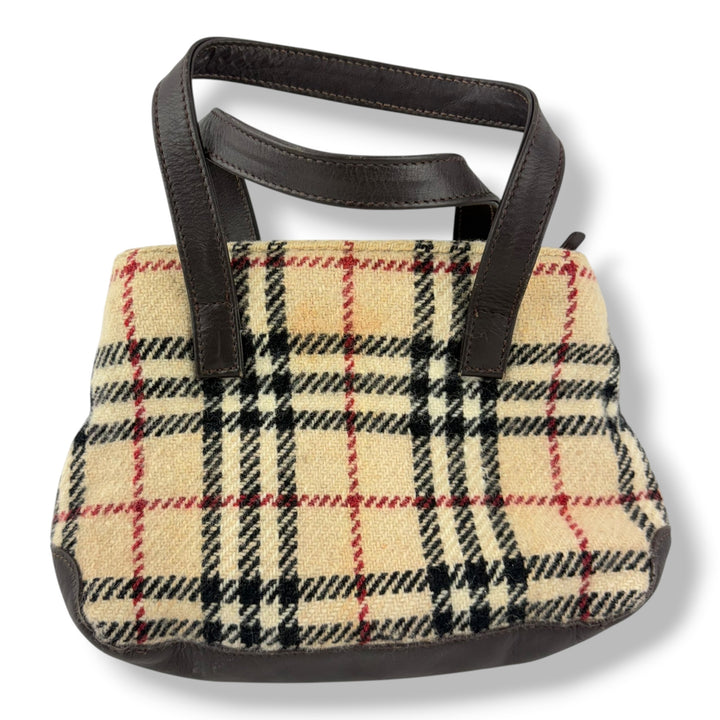 Burberry Tweed Check Tote Mini Vintage Handbag