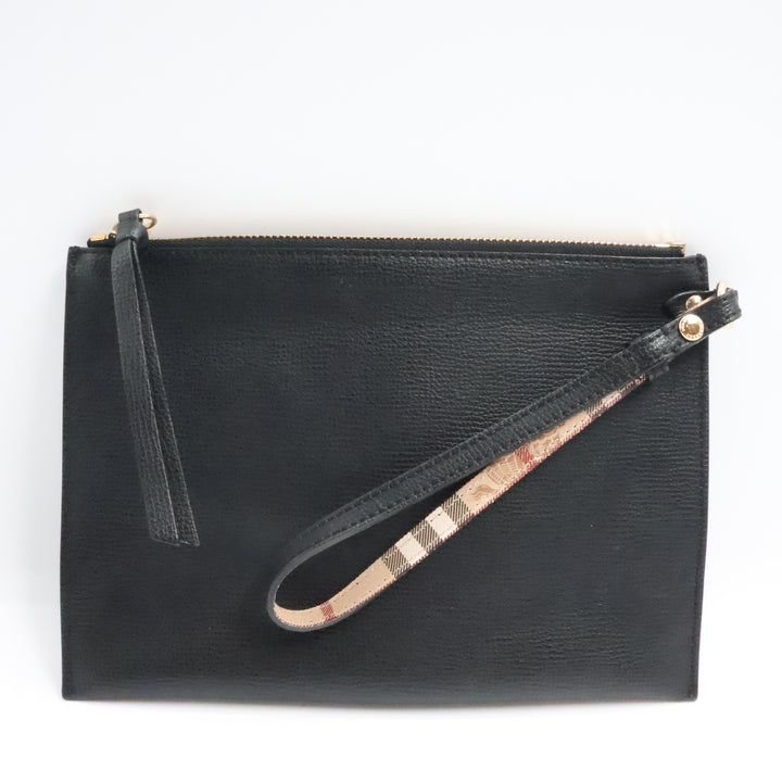Burberry Black Leather Clutch Handbag