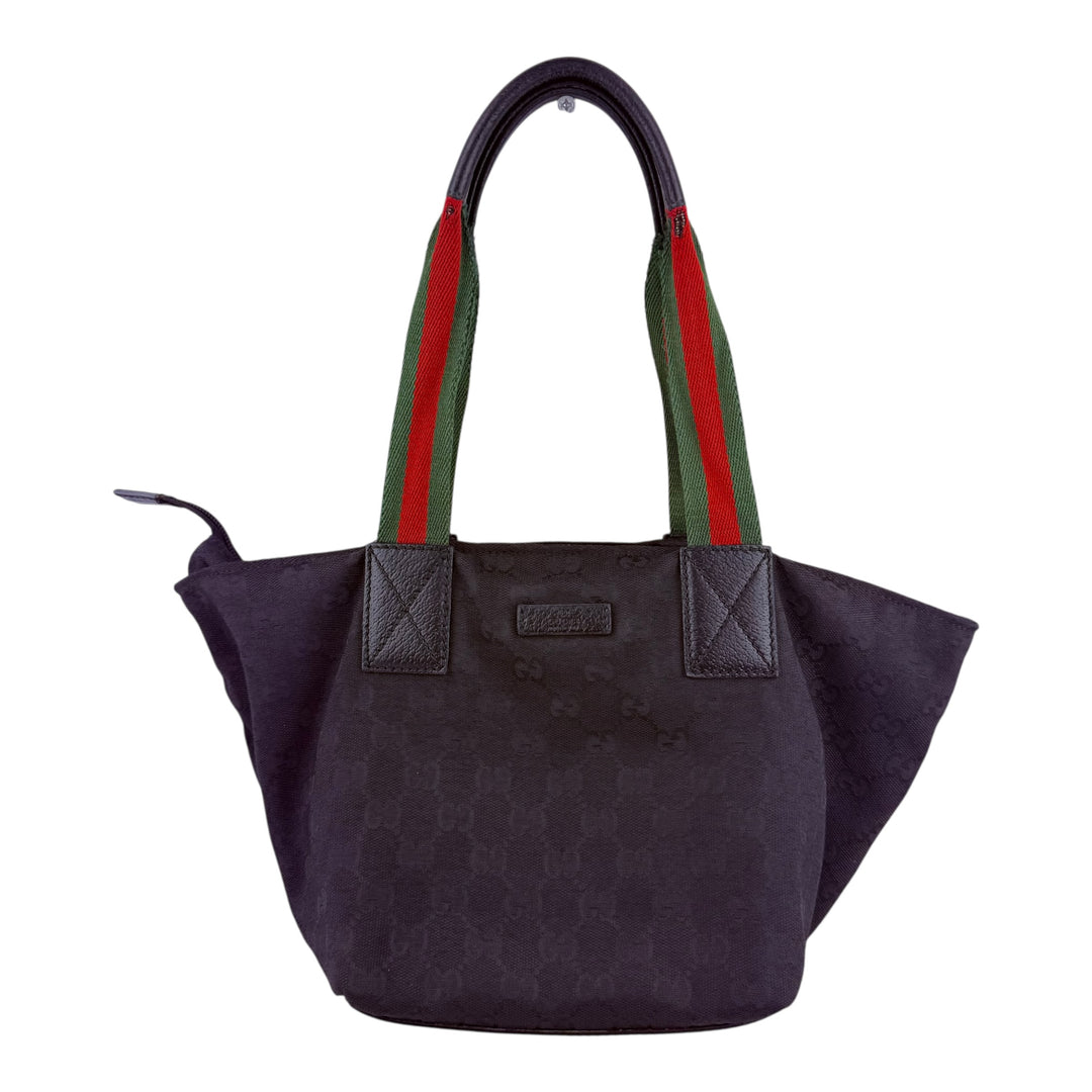 Gucci Sherry Tote Black GG Monogram Handbag