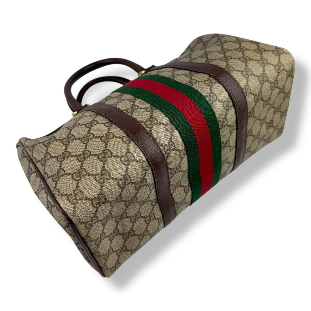 Gucci Beige GG Monogram Boston Canvas Bag