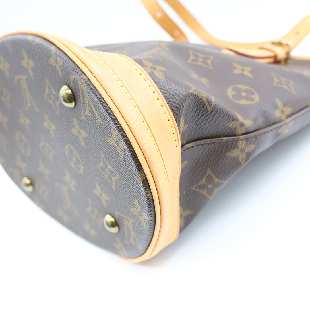 Louis Vuitton PM Bucket Tote Brown Monogram Handbag